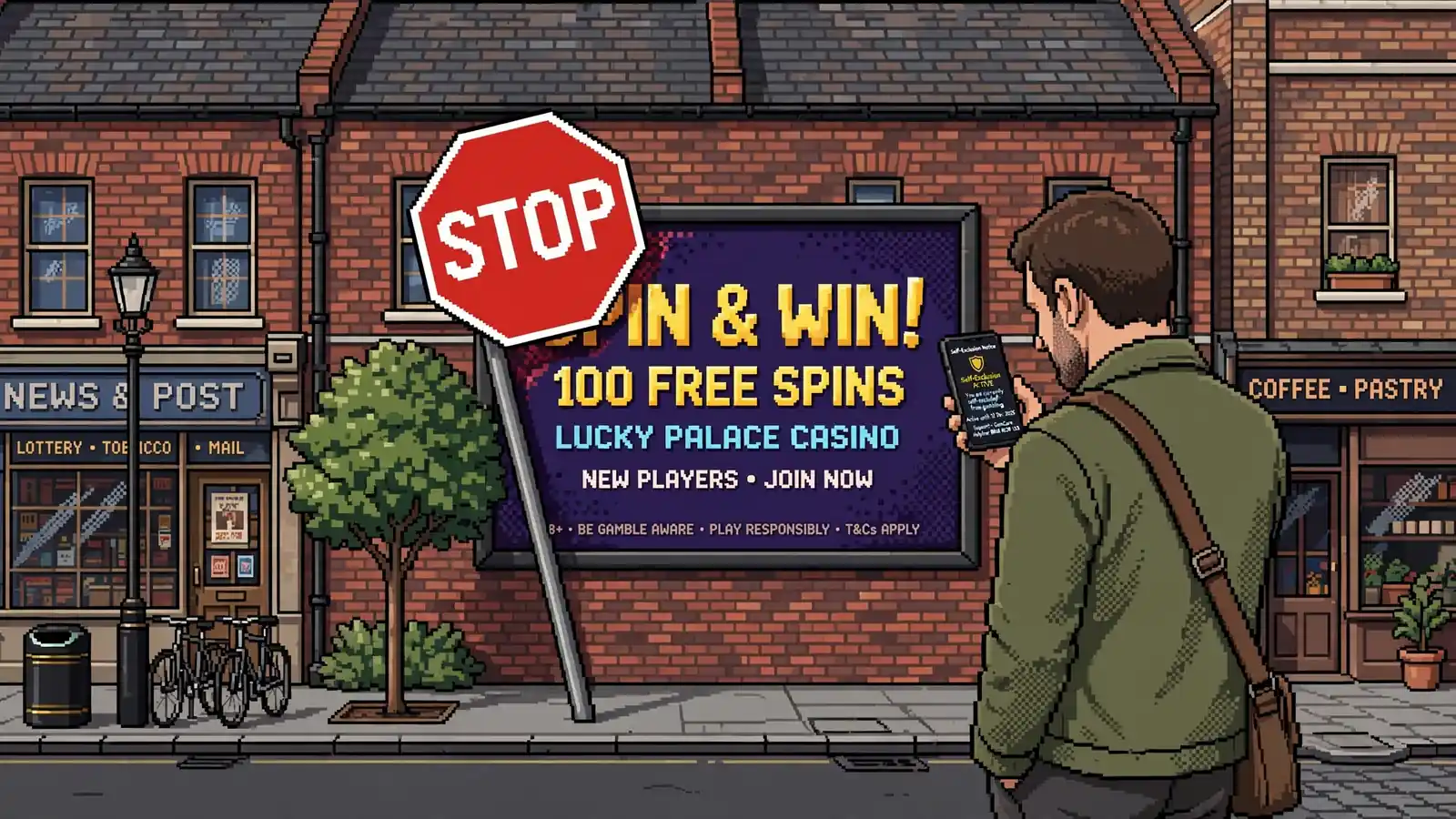 London billboard with casino ad and stop sign